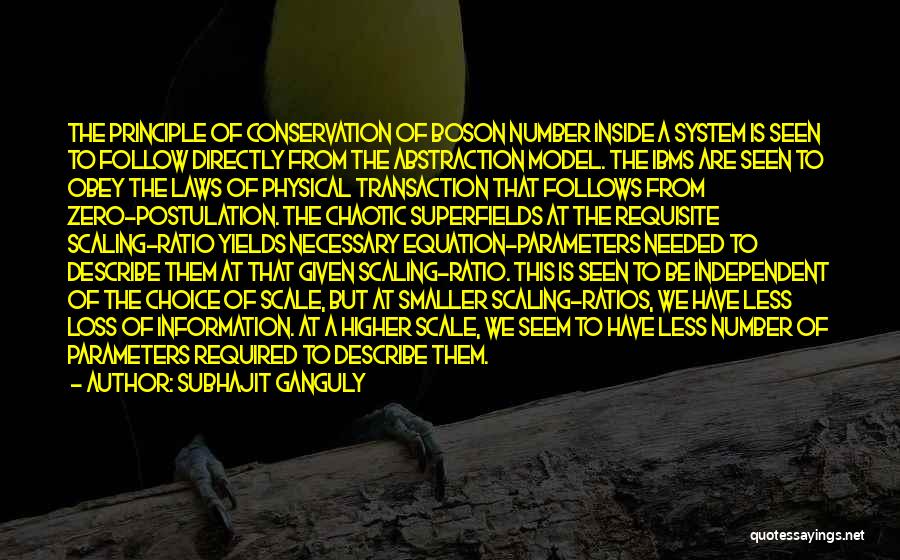 Subhajit Ganguly Quotes: The Principle Of Conservation Of Boson Number Inside A System Is Seen To Follow Directly From The Abstraction Model. The