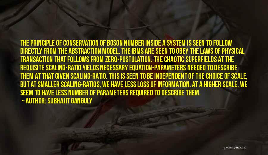 Subhajit Ganguly Quotes: The Principle Of Conservation Of Boson Number Inside A System Is Seen To Follow Directly From The Abstraction Model. The