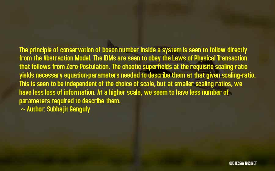 Subhajit Ganguly Quotes: The Principle Of Conservation Of Boson Number Inside A System Is Seen To Follow Directly From The Abstraction Model. The