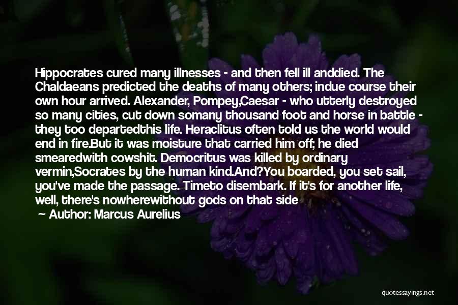 Marcus Aurelius Quotes: Hippocrates Cured Many Illnesses - And Then Fell Ill Anddied. The Chaldaeans Predicted The Deaths Of Many Others; Indue Course