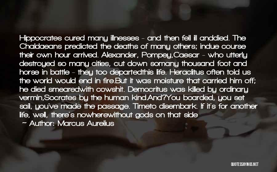 Marcus Aurelius Quotes: Hippocrates Cured Many Illnesses - And Then Fell Ill Anddied. The Chaldaeans Predicted The Deaths Of Many Others; Indue Course