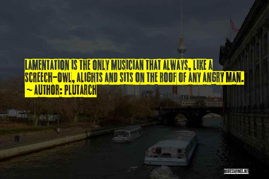 Plutarch Quotes: Lamentation Is The Only Musician That Always, Like A Screech-owl, Alights And Sits On The Roof Of Any Angry Man.