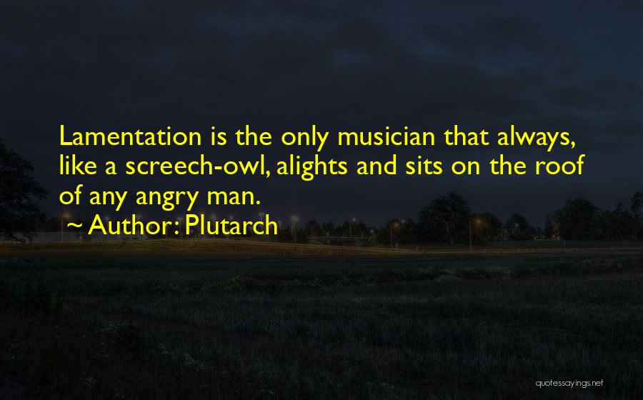 Plutarch Quotes: Lamentation Is The Only Musician That Always, Like A Screech-owl, Alights And Sits On The Roof Of Any Angry Man.