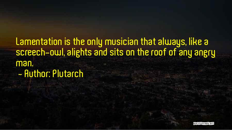 Plutarch Quotes: Lamentation Is The Only Musician That Always, Like A Screech-owl, Alights And Sits On The Roof Of Any Angry Man.