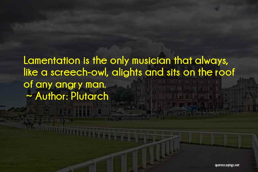 Plutarch Quotes: Lamentation Is The Only Musician That Always, Like A Screech-owl, Alights And Sits On The Roof Of Any Angry Man.