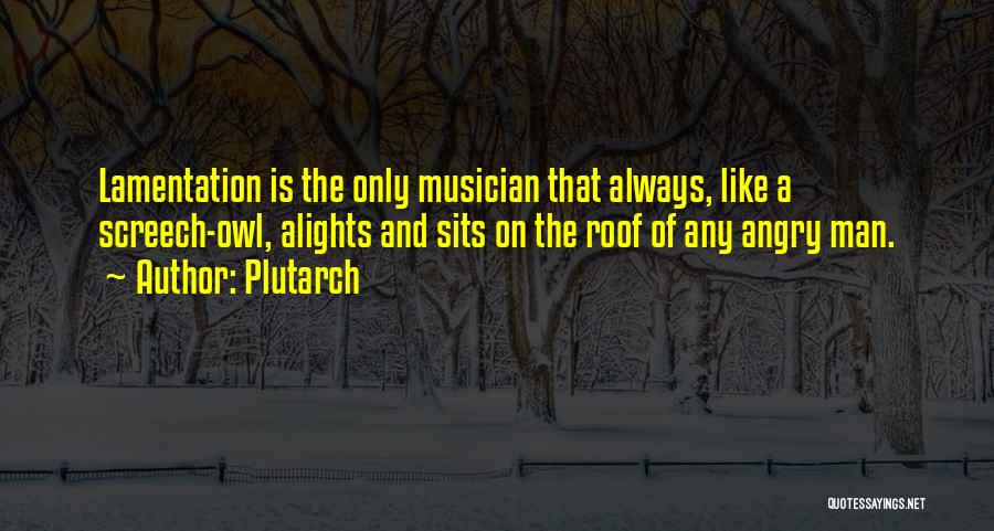 Plutarch Quotes: Lamentation Is The Only Musician That Always, Like A Screech-owl, Alights And Sits On The Roof Of Any Angry Man.