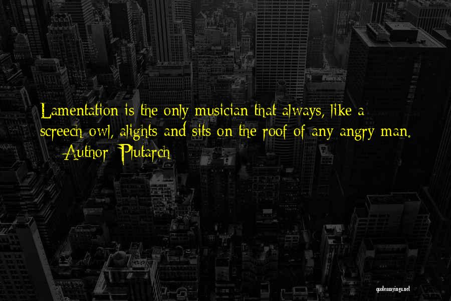 Plutarch Quotes: Lamentation Is The Only Musician That Always, Like A Screech-owl, Alights And Sits On The Roof Of Any Angry Man.