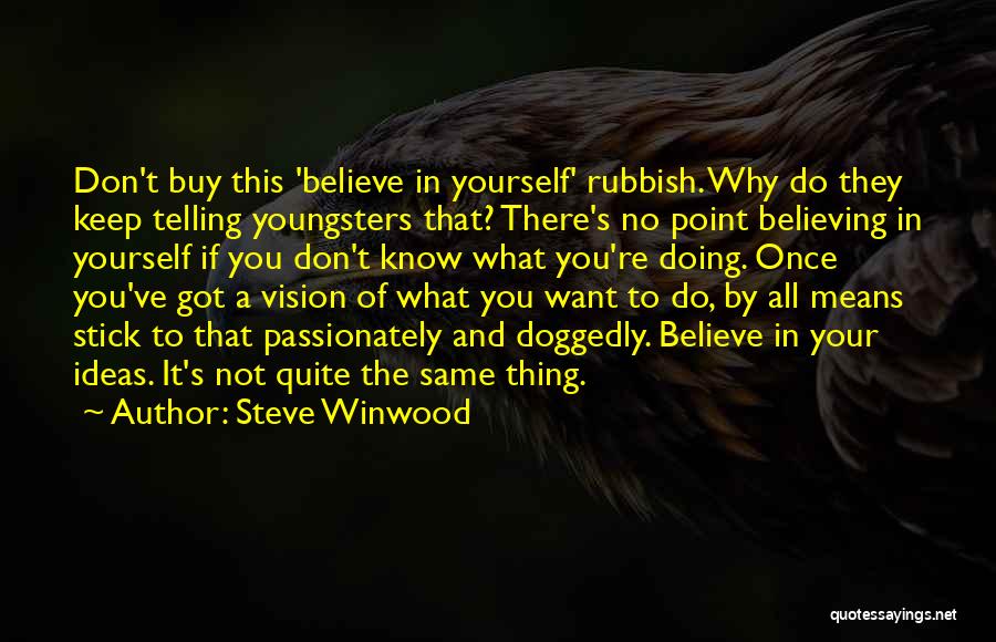 Steve Winwood Quotes: Don't Buy This 'believe In Yourself' Rubbish. Why Do They Keep Telling Youngsters That? There's No Point Believing In Yourself