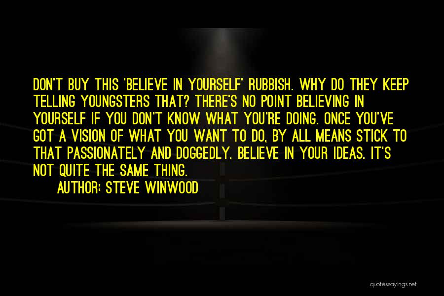 Steve Winwood Quotes: Don't Buy This 'believe In Yourself' Rubbish. Why Do They Keep Telling Youngsters That? There's No Point Believing In Yourself