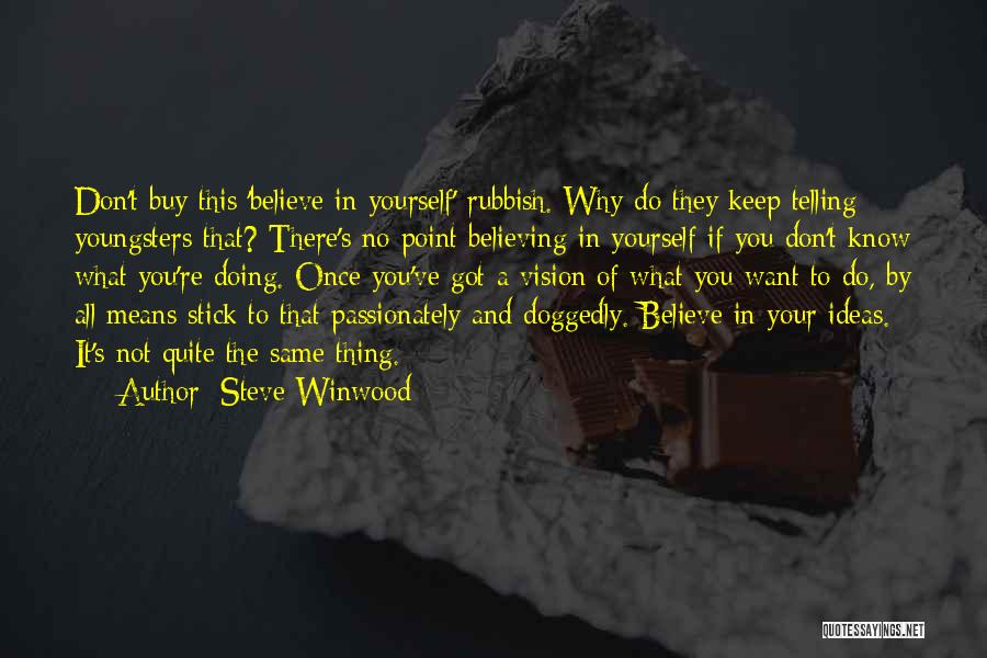 Steve Winwood Quotes: Don't Buy This 'believe In Yourself' Rubbish. Why Do They Keep Telling Youngsters That? There's No Point Believing In Yourself