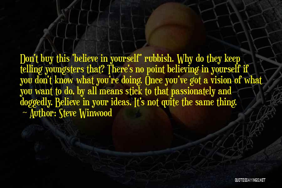 Steve Winwood Quotes: Don't Buy This 'believe In Yourself' Rubbish. Why Do They Keep Telling Youngsters That? There's No Point Believing In Yourself