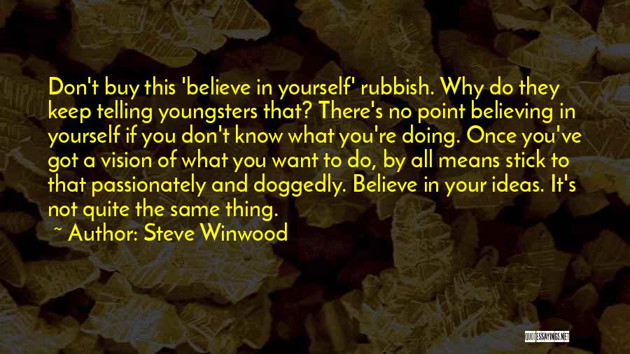 Steve Winwood Quotes: Don't Buy This 'believe In Yourself' Rubbish. Why Do They Keep Telling Youngsters That? There's No Point Believing In Yourself