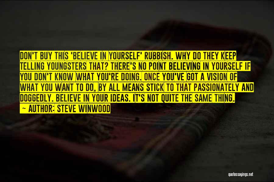 Steve Winwood Quotes: Don't Buy This 'believe In Yourself' Rubbish. Why Do They Keep Telling Youngsters That? There's No Point Believing In Yourself