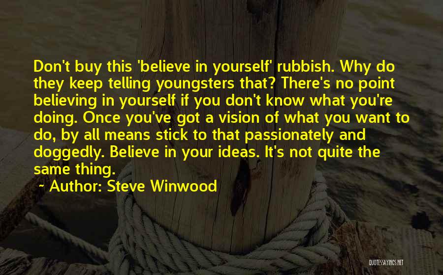 Steve Winwood Quotes: Don't Buy This 'believe In Yourself' Rubbish. Why Do They Keep Telling Youngsters That? There's No Point Believing In Yourself