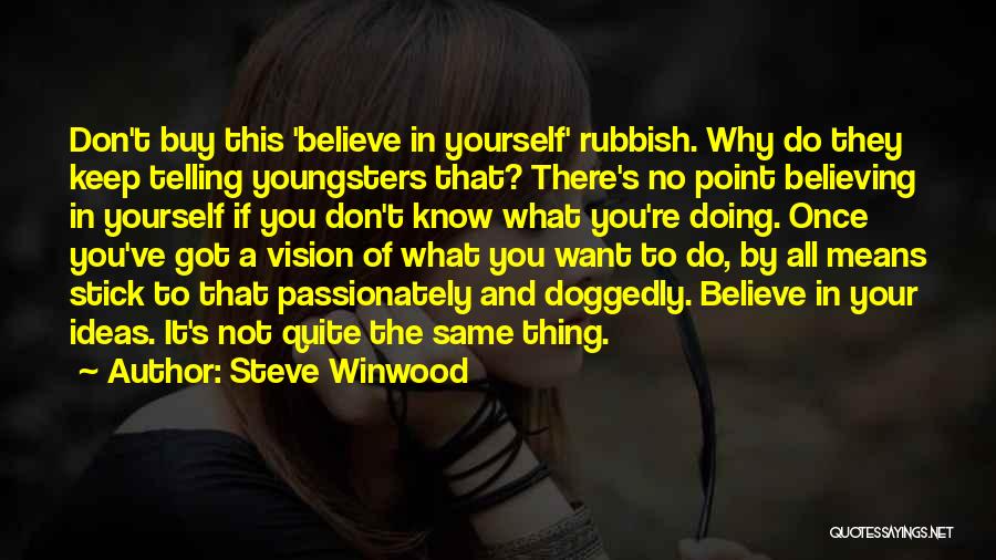 Steve Winwood Quotes: Don't Buy This 'believe In Yourself' Rubbish. Why Do They Keep Telling Youngsters That? There's No Point Believing In Yourself