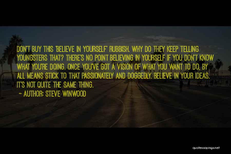 Steve Winwood Quotes: Don't Buy This 'believe In Yourself' Rubbish. Why Do They Keep Telling Youngsters That? There's No Point Believing In Yourself