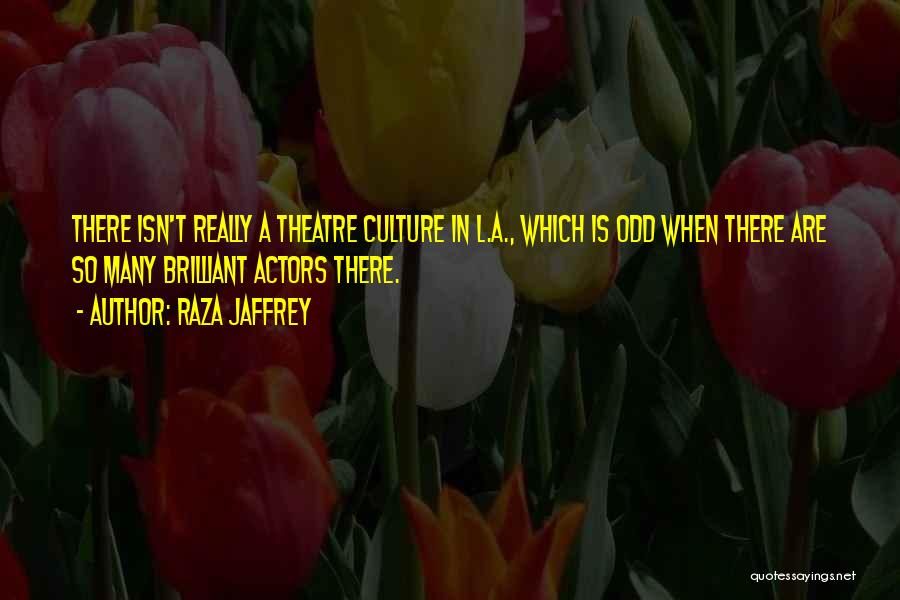 Raza Jaffrey Quotes: There Isn't Really A Theatre Culture In L.a., Which Is Odd When There Are So Many Brilliant Actors There.