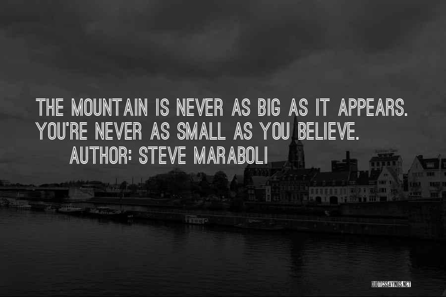 Steve Maraboli Quotes: The Mountain Is Never As Big As It Appears. You're Never As Small As You Believe.