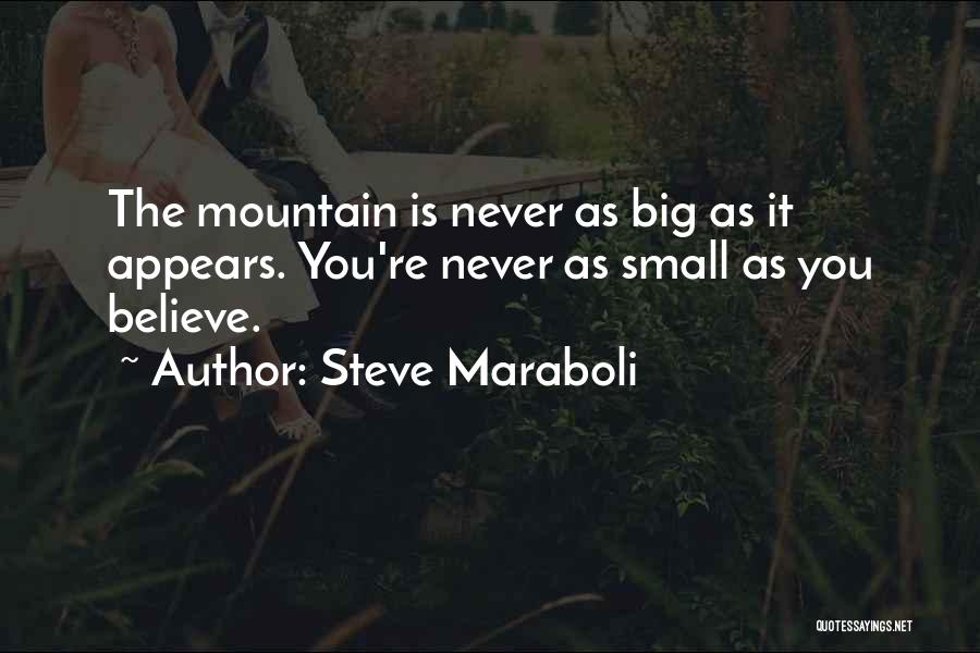 Steve Maraboli Quotes: The Mountain Is Never As Big As It Appears. You're Never As Small As You Believe.