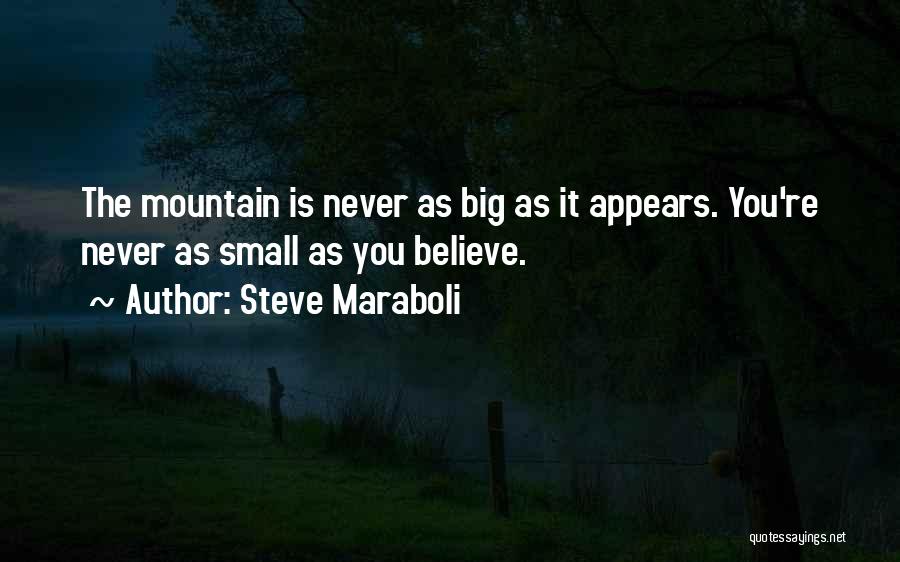 Steve Maraboli Quotes: The Mountain Is Never As Big As It Appears. You're Never As Small As You Believe.