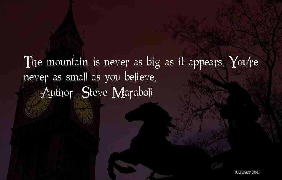 Steve Maraboli Quotes: The Mountain Is Never As Big As It Appears. You're Never As Small As You Believe.