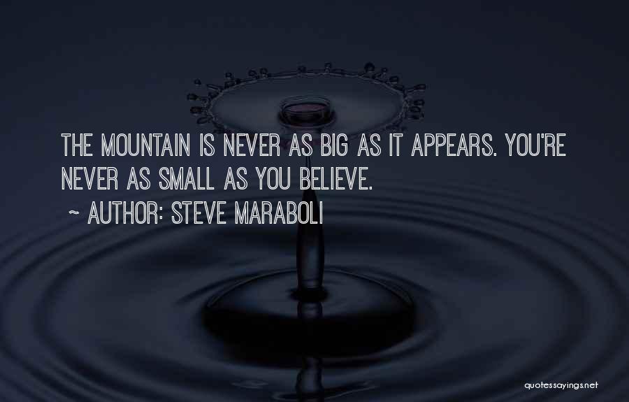 Steve Maraboli Quotes: The Mountain Is Never As Big As It Appears. You're Never As Small As You Believe.