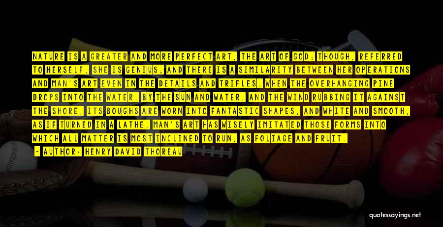 Henry David Thoreau Quotes: Nature Is A Greater And More Perfect Art, The Art Of God; Though, Referred To Herself, She Is Genius; And