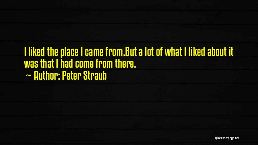 Peter Straub Quotes: I Liked The Place I Came From.but A Lot Of What I Liked About It Was That I Had Come