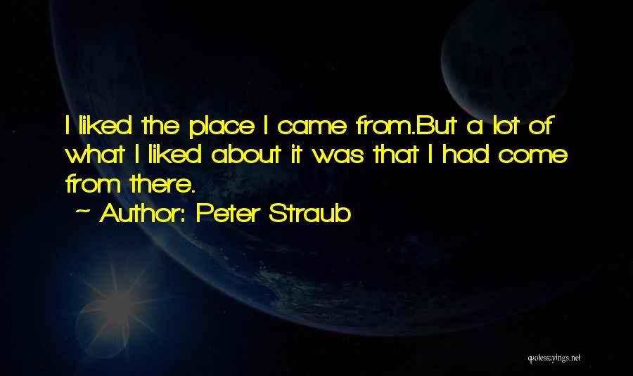 Peter Straub Quotes: I Liked The Place I Came From.but A Lot Of What I Liked About It Was That I Had Come