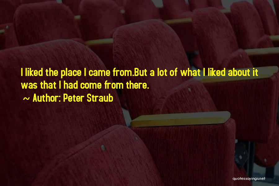 Peter Straub Quotes: I Liked The Place I Came From.but A Lot Of What I Liked About It Was That I Had Come