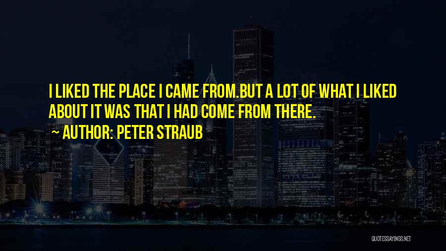 Peter Straub Quotes: I Liked The Place I Came From.but A Lot Of What I Liked About It Was That I Had Come