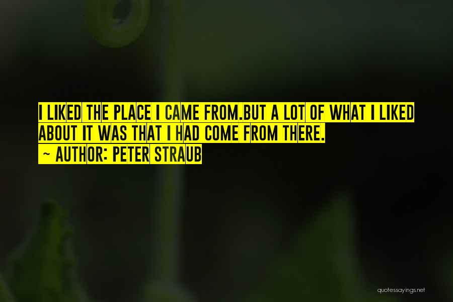 Peter Straub Quotes: I Liked The Place I Came From.but A Lot Of What I Liked About It Was That I Had Come