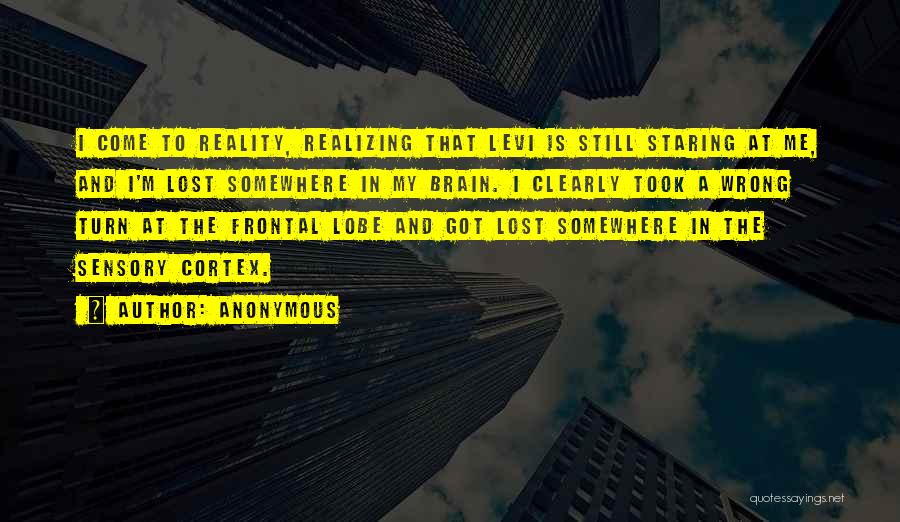 Anonymous Quotes: I Come To Reality, Realizing That Levi Is Still Staring At Me, And I'm Lost Somewhere In My Brain. I