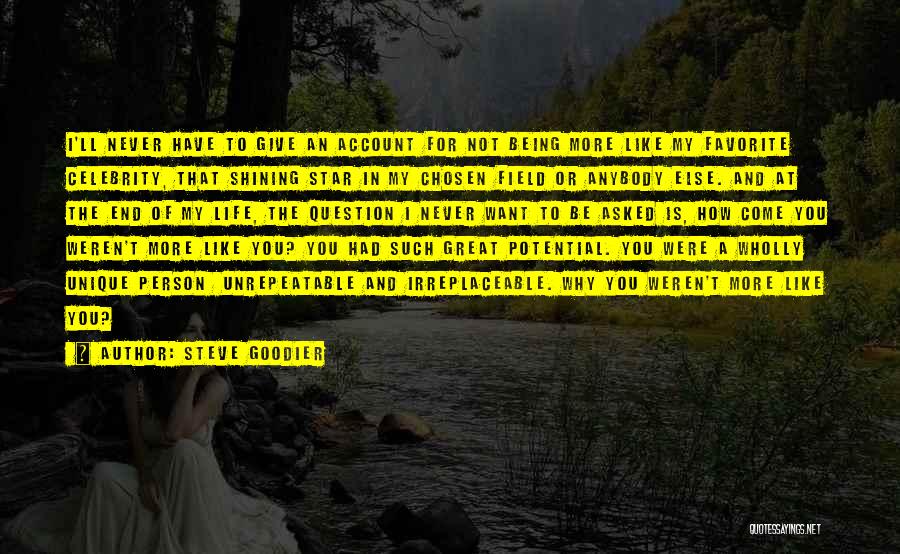 Steve Goodier Quotes: I'll Never Have To Give An Account For Not Being More Like My Favorite Celebrity, That Shining Star In My