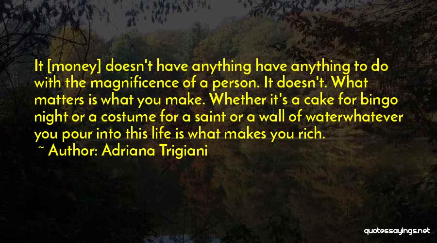 Adriana Trigiani Quotes: It [money] Doesn't Have Anything Have Anything To Do With The Magnificence Of A Person. It Doesn't. What Matters Is