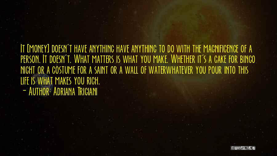 Adriana Trigiani Quotes: It [money] Doesn't Have Anything Have Anything To Do With The Magnificence Of A Person. It Doesn't. What Matters Is