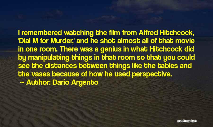 Dario Argento Quotes: I Remembered Watching The Film From Alfred Hitchcock, 'dial M For Murder,' And He Shot Almost All Of That Movie