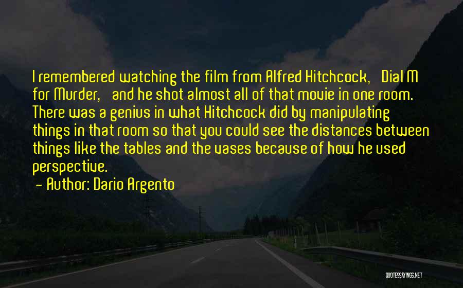 Dario Argento Quotes: I Remembered Watching The Film From Alfred Hitchcock, 'dial M For Murder,' And He Shot Almost All Of That Movie