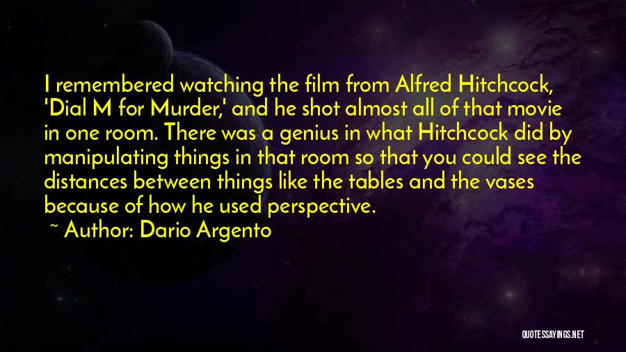 Dario Argento Quotes: I Remembered Watching The Film From Alfred Hitchcock, 'dial M For Murder,' And He Shot Almost All Of That Movie