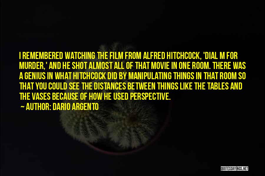 Dario Argento Quotes: I Remembered Watching The Film From Alfred Hitchcock, 'dial M For Murder,' And He Shot Almost All Of That Movie