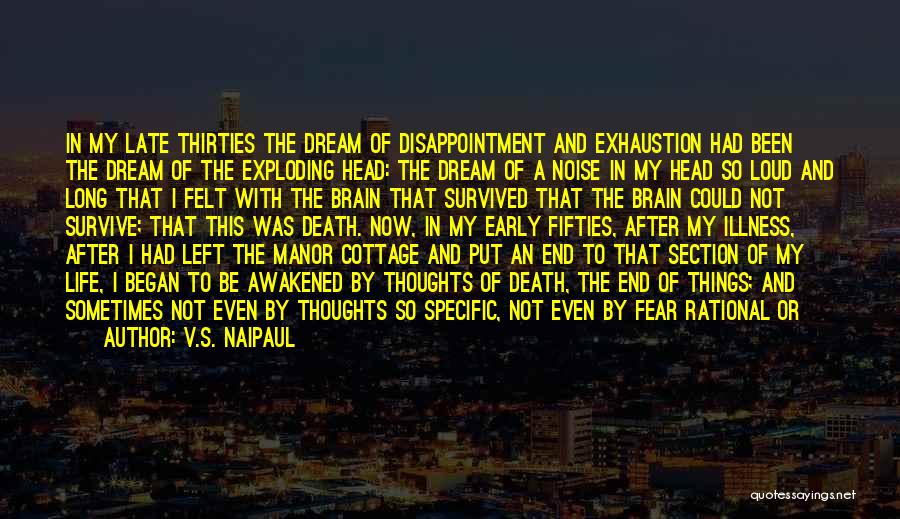 V.S. Naipaul Quotes: In My Late Thirties The Dream Of Disappointment And Exhaustion Had Been The Dream Of The Exploding Head: The Dream