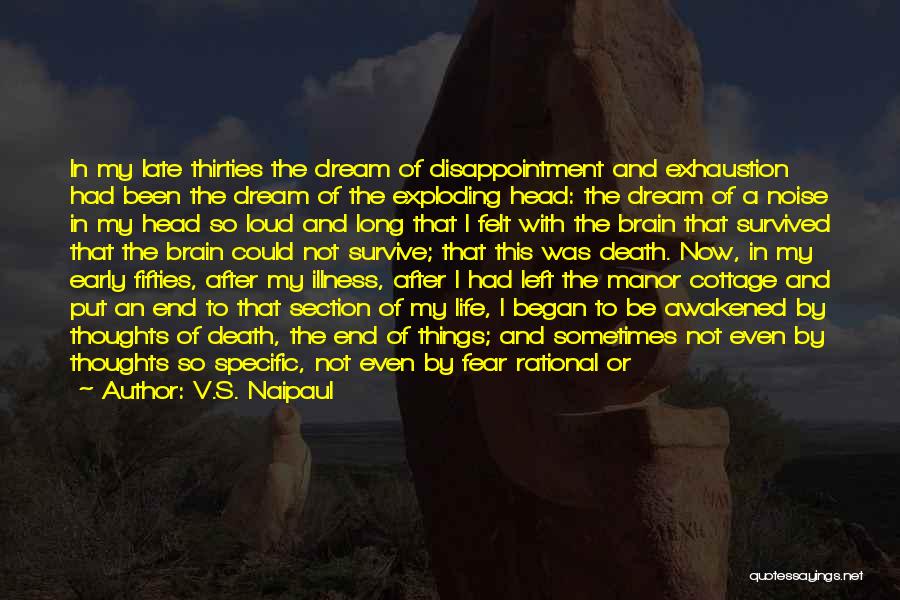 V.S. Naipaul Quotes: In My Late Thirties The Dream Of Disappointment And Exhaustion Had Been The Dream Of The Exploding Head: The Dream