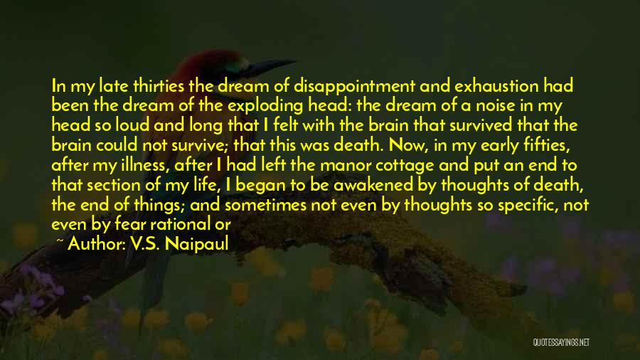 V.S. Naipaul Quotes: In My Late Thirties The Dream Of Disappointment And Exhaustion Had Been The Dream Of The Exploding Head: The Dream