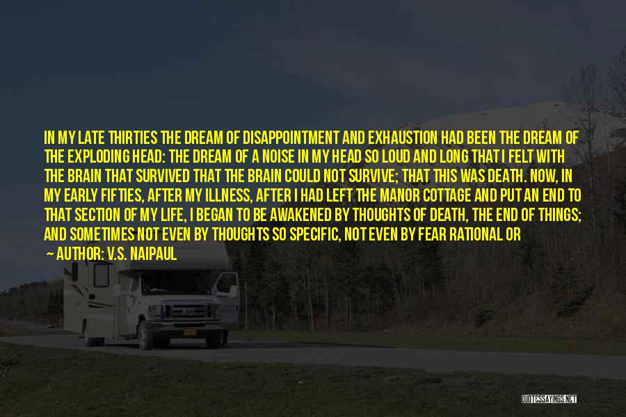 V.S. Naipaul Quotes: In My Late Thirties The Dream Of Disappointment And Exhaustion Had Been The Dream Of The Exploding Head: The Dream