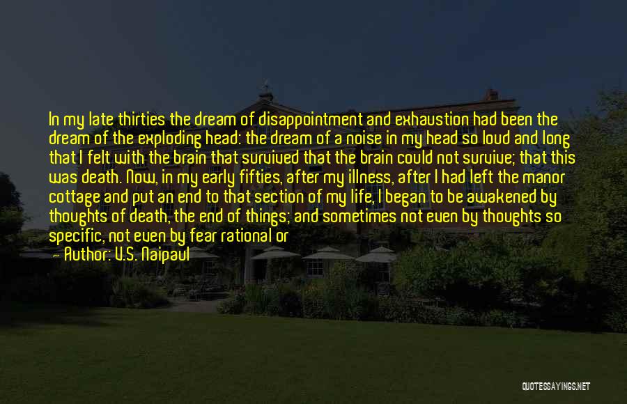 V.S. Naipaul Quotes: In My Late Thirties The Dream Of Disappointment And Exhaustion Had Been The Dream Of The Exploding Head: The Dream