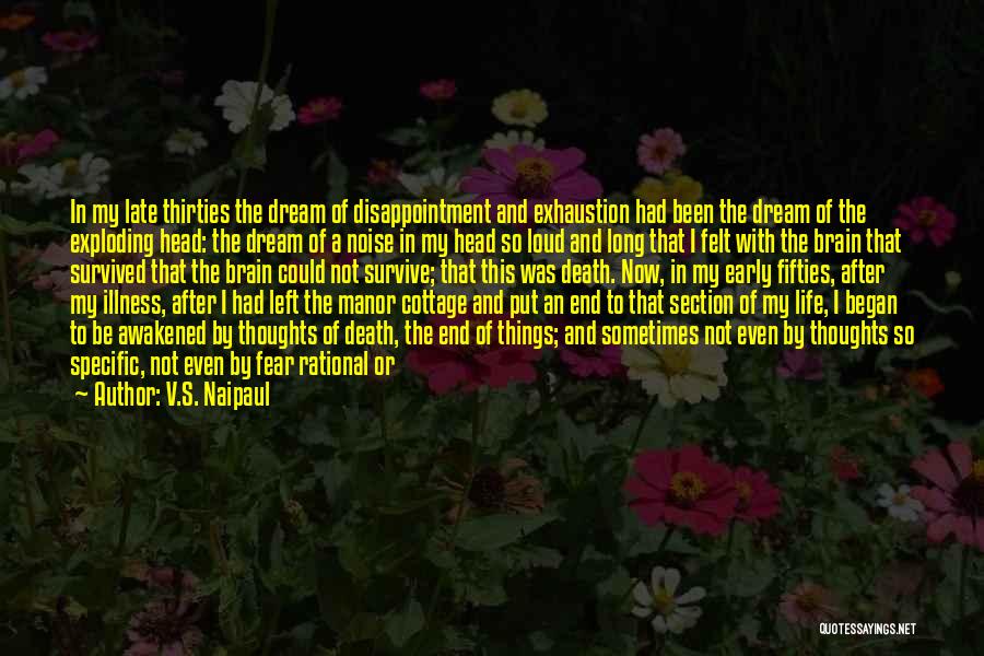 V.S. Naipaul Quotes: In My Late Thirties The Dream Of Disappointment And Exhaustion Had Been The Dream Of The Exploding Head: The Dream