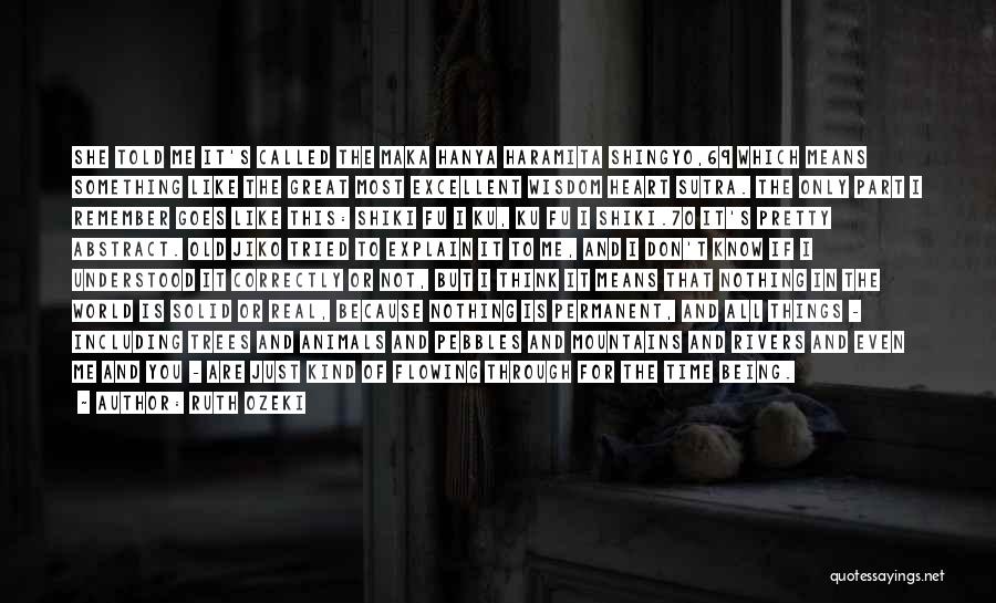 Ruth Ozeki Quotes: She Told Me It's Called The Maka Hanya Haramita Shingyo,69 Which Means Something Like The Great Most Excellent Wisdom Heart