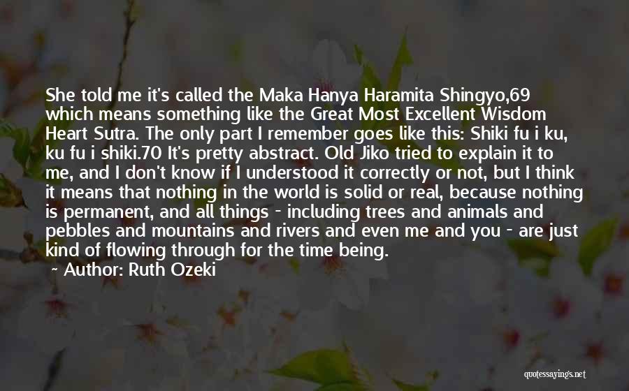 Ruth Ozeki Quotes: She Told Me It's Called The Maka Hanya Haramita Shingyo,69 Which Means Something Like The Great Most Excellent Wisdom Heart