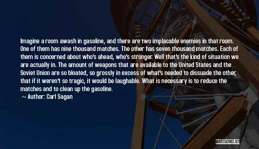 Carl Sagan Quotes: Imagine A Room Awash In Gasoline, And There Are Two Implacable Enemies In That Room. One Of Them Has Nine