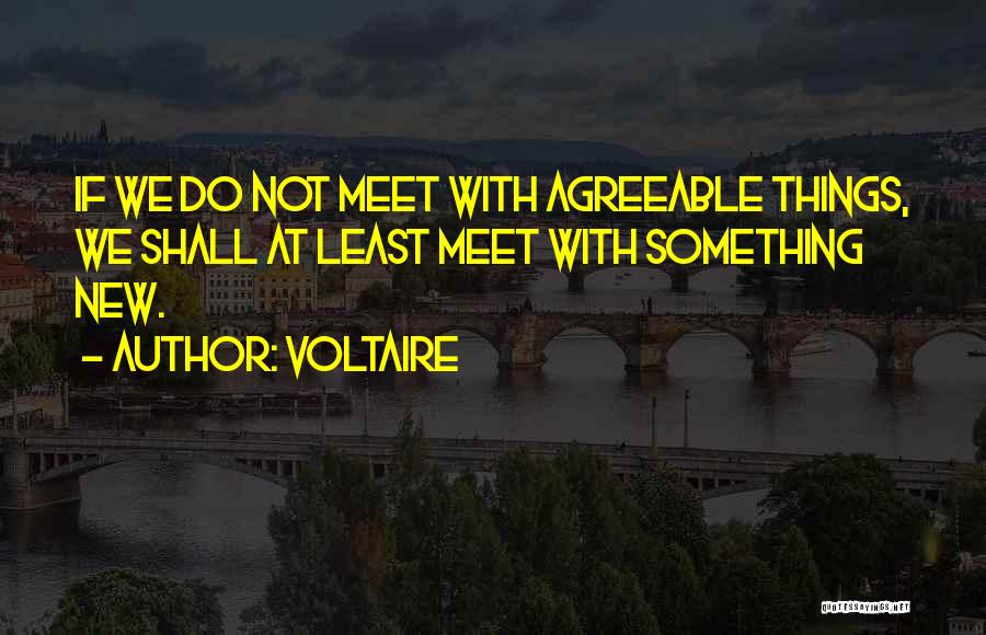 Voltaire Quotes: If We Do Not Meet With Agreeable Things, We Shall At Least Meet With Something New.